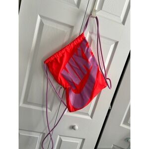 Nike Drawstring Cinch Sack Gym Bag Red Purple Logo Side Zip Pocket